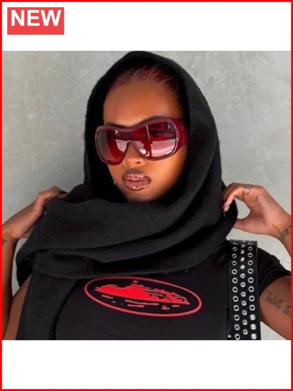 Oversized Wraparound Sunglasses for Women UV Protection Retro Shield Shades